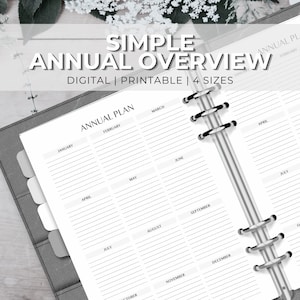 Yearly Planner Overview | Year At a Glance | Yearly Tasks Printable | Yearly Event Tracker | Undated Minimalist Planner