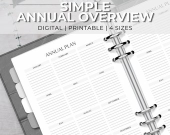 Yearly Planner Overview | Year At a Glance | Yearly Tasks Printable | Yearly Event Tracker | Undated Minimalist Planner