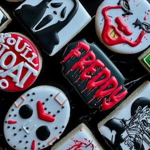 Horror Birthday Cookies for 13th Birthday – Scary Movie Sugar Cookies for Halloween Party, Slasher Theme, or Killer Birthday Treats