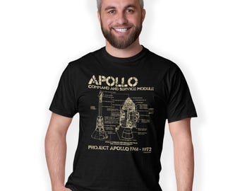 Apollo Command & Service Module Blueprint T-Shirt Birthday Gift Size S-5XL