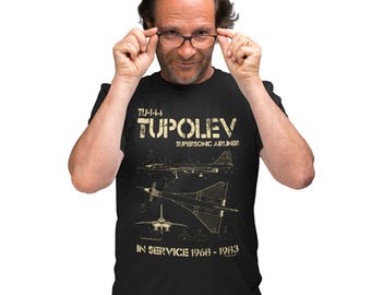 Tupolev Supersonic Airliner Blueprint T-Shirt Concordski Classic Aircraft Size S - 5XL