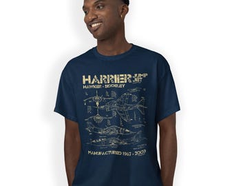 Harrier Jump Jet Hawker-Siddeley T-Shirt VTOL Aircraft Blueprint Size S - 5XL