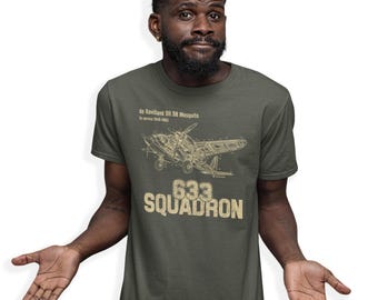633 Squadron De Havilland Mosquito Blueprint T-shirt WW2 Bomber Birthday Gift