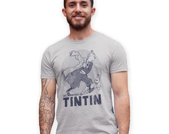 The Adventures of TinTin Hand Printed Vintage Comic Hero T-Shirt Birthday Gift