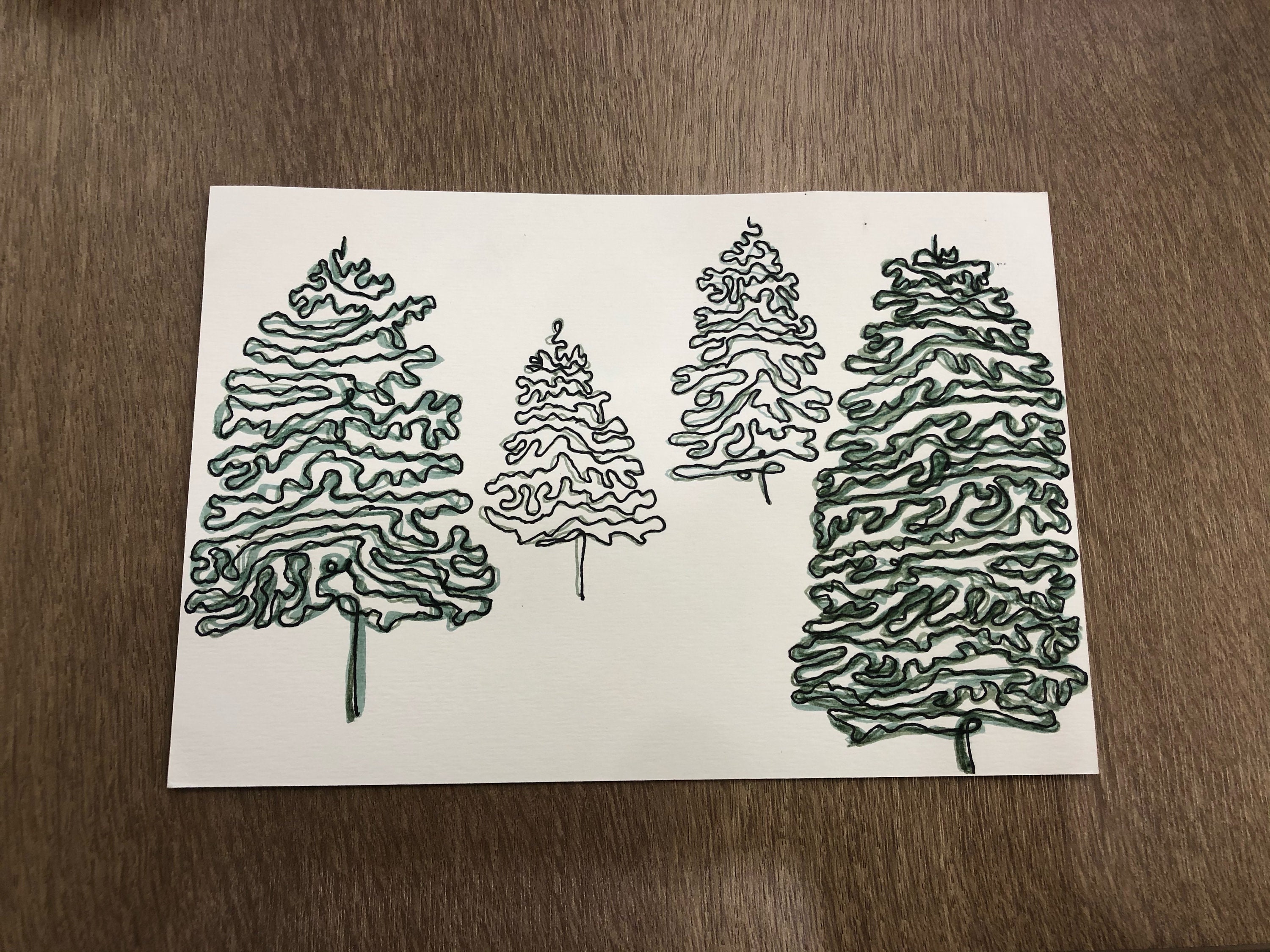 One Line Tree Doodles (large) - Etsy