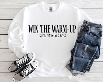 Runner's Crewneck Sweatshirt - Win the Warm-up - Gift for Runners, Statement Sweatshirt, Running Apparel, Athlete Gift,