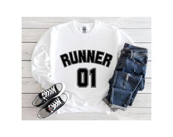 Runner's Crewneck Sweatshirt - Collegiate Text Runner - Gift for Runners, Statement Sweatshirt, Running Apparel, Athlete Gift