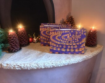 Bolsa de Regalo Navideña Grande Laminada Mate Farolitos (Luminarias) Brillando en la Nieve