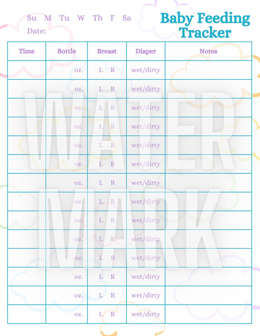 Baby Feeding Tracker Printable - Etsy
