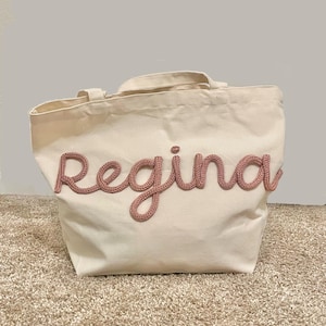 Personalized Canvas Tote Bag – Custom Teacher Gift, Bridesmaid Tote, Canvas Embroidered Bag
