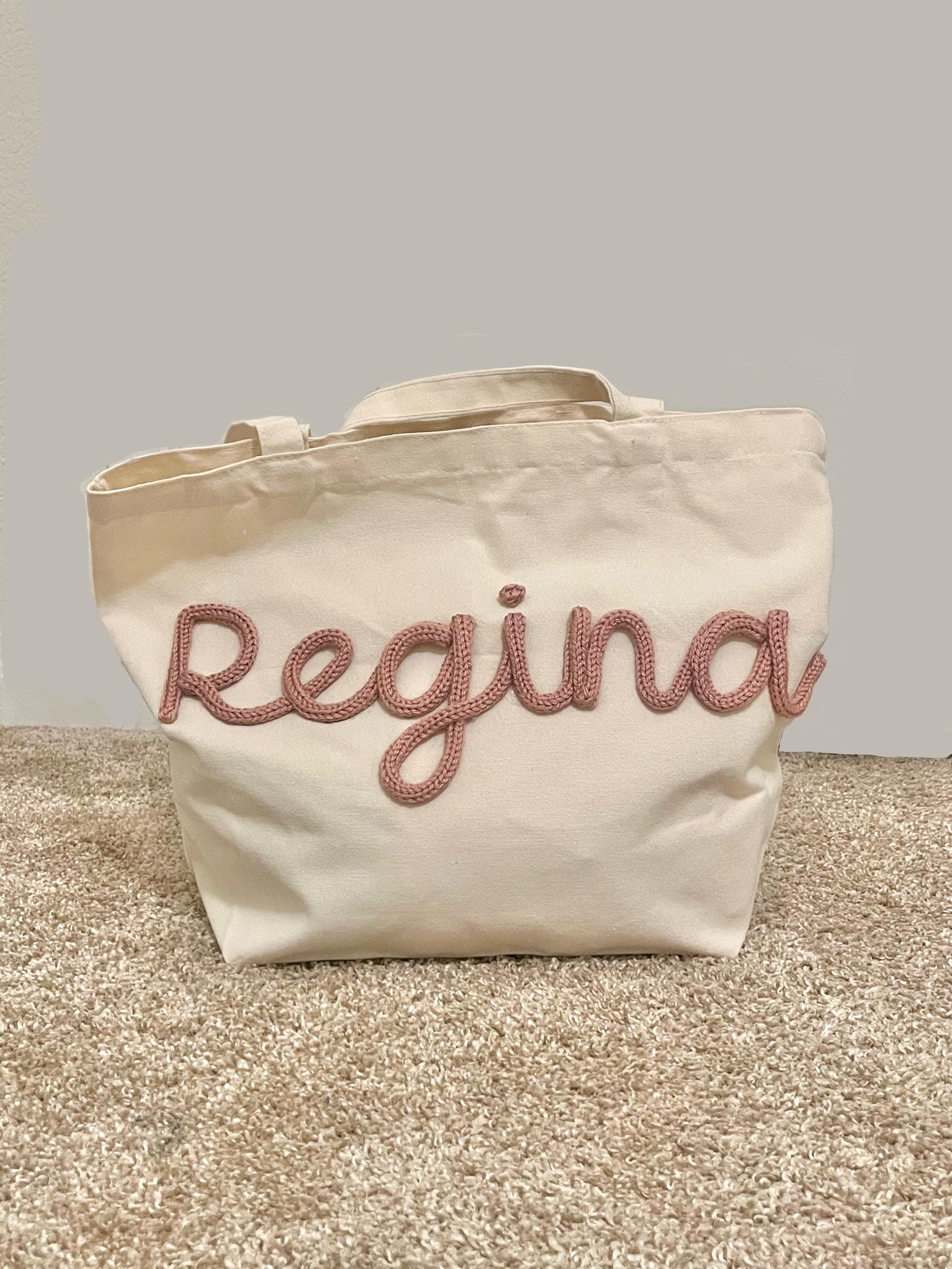 Personalized Canvas Tote Bag – Custom Teacher Gift, Bridesmaid Tote, Canvas Embroidered Bag
