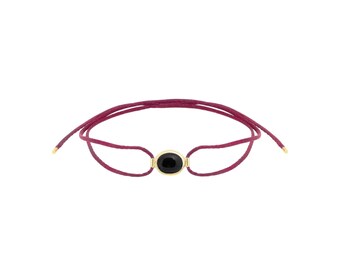 Pallas 14K Gold Oval Bracelet With Real Onyx, 925 Silver Gold Plated Option