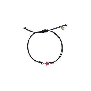 Stella 14K Gold Woven & Braided Handmade Star Bracelet With Red Enamel, 925 Silver Gold Plated Option