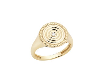 Speira 14K Gold Ring With Real White Topaz, 925 Silver Gold Plated Option