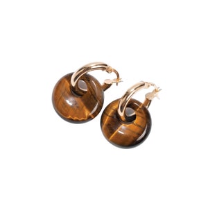 Dolce 14K Gold Doughnut Earrings With Real Tiger&#39;s Eye