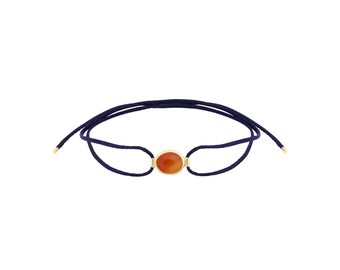 Pallas 14K Gold Oval Bracelet With Real Carnelian, 925 Silver Gold Plated Option