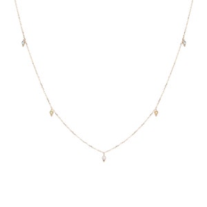 Theodora 14K Gold Drop Pendant Necklace With Real Diamond 0.03 ct G-VS and Gemstones (Blue Topaz / Citrin / Peridot), 925 Silver Gold Plated