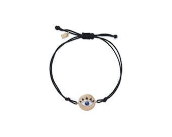 Queen's Eye 14K Gold Woven & Braided Bracelet With Real Sapphire and Black Diamond, 925 Silver Gold Plated Option
