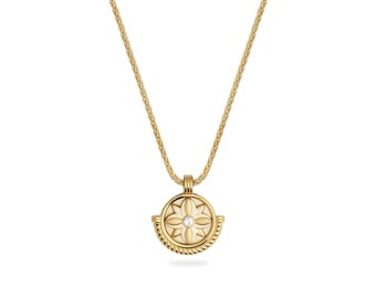 Flora 14K Gold Pendant Necklace With Real White Topaz, 925 Silver Gold Plated Option