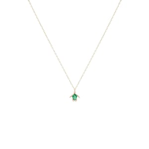 Caretta 14K gouden schildpadketting met echte smaragd, 925 zilver vergulde optie