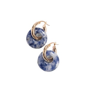Dolce 14K Gold Doughnut Earrings With Real Blue Dot Jasper