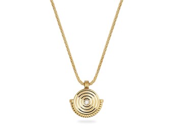 Speira 14K Gold Pendant Necklace With Real White Topaz, 925 Silver Gold Plated Option