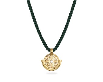 Flora 14K Gold Pendant Necklace With Real White Topaz, 925 Silver Gold Plated Option