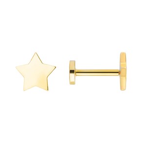Piercing de orelha traseira com parafuso de ouro 14K Star
