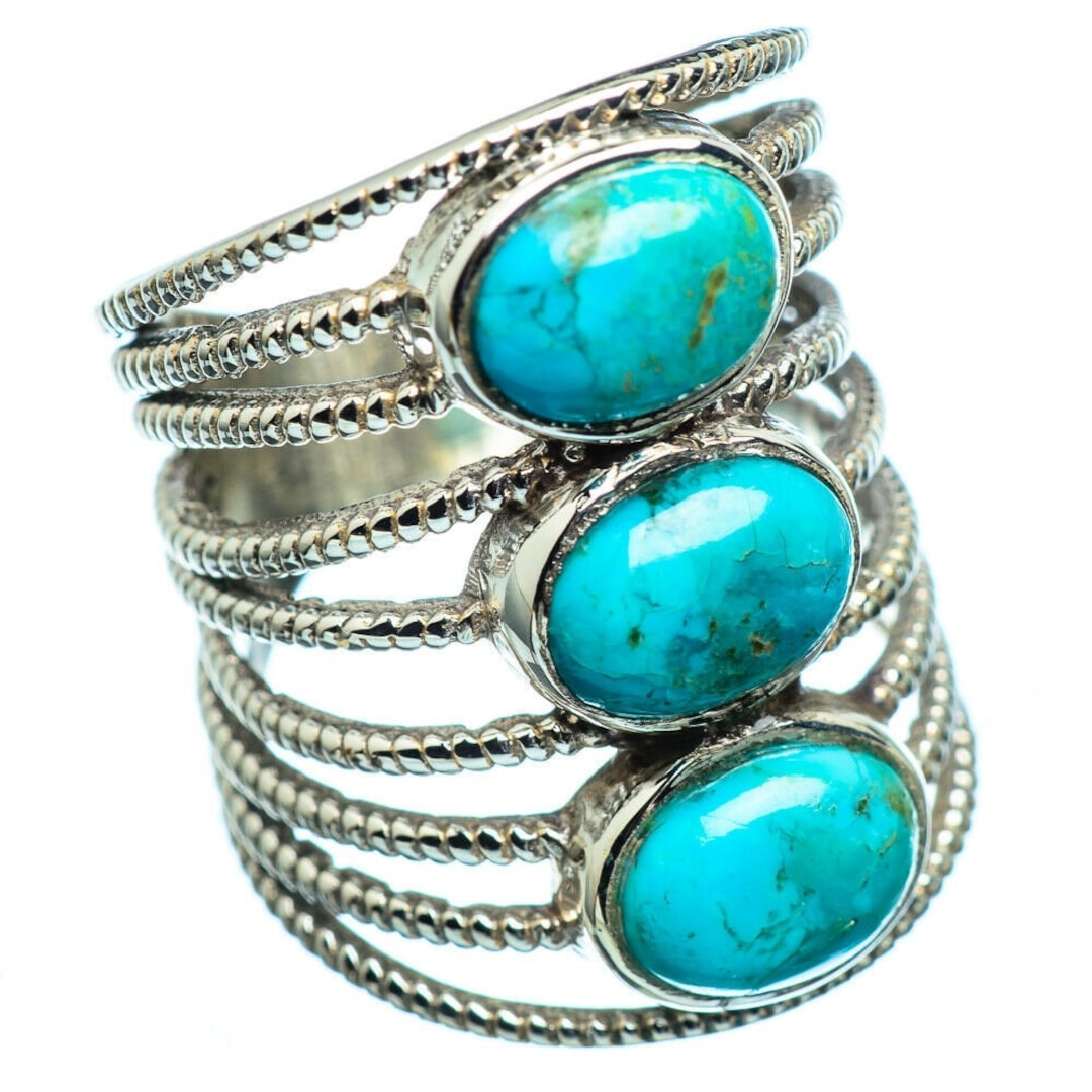 Triple Stone Simplicity Blue Turquoise and Sterling Silver Ring