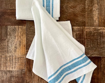 Set of 2 Linen Tea Towels Marine Blue
