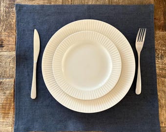 Heavy Linen Table Placements Set of 2 Blue