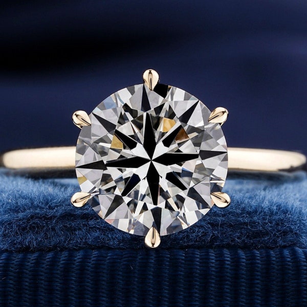 Round Lab Grown Diamond Solitaire Ring,0.25 to 3.50CT Lab Diamond Engagaement Ring,6 Prong Set Round Diamond Wedding Ring,Anniversary Gift