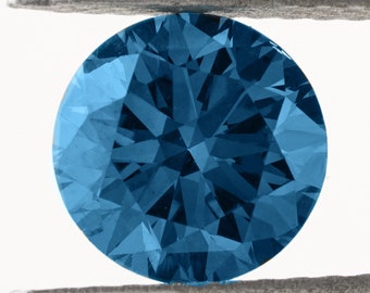 Round Blue Colored Loose Diamond 14K White Gold Round Diamond Wedding Halo Ring Loose Diamond For Custom Ring Blue Diamond Ring