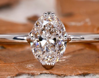0.75CT Oval Lab Grown Diamond Ring,Solitaire Engagement Ring,Diamond Wedding Ring, Fishtail Prongs Set,Ring For Women,Anniversary Gift Ring