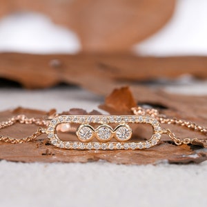 Round Cut Lab Grown Diamond Women's Bracelet,Sliding Bracelet,Adjustable Diamond Bracelet,Anniversary or Wedding Gift,Birthday Gifts
