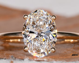 2.00CT Oval Lab Grown Diamond Wedding Ring,Comfort Fit,Solitaire Engagement Ring,Anniversary Gifts