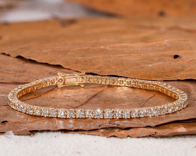 4.00TCW Round Cut Lab Grown Diamond Bracelet,Diamond Tennis Bracelet For Women,Lab Diamond Bracelet,Gift for Mother/Wife,Birthday Gifts