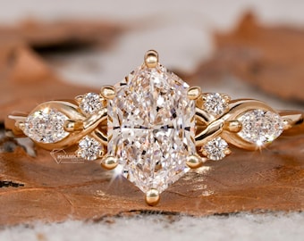 1.00 Ct Dutch Marquise Cut Diamond Engagement Ring,Lab Grown Diamond Wedding Ring,IGI Certified,Antique Cut Diamond,Anniversary Ring For Her