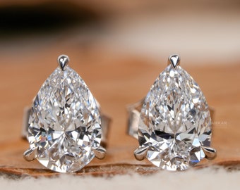 2.00 TCW Pear Lab Diamond Stud Earrings, Wedding Jewelry