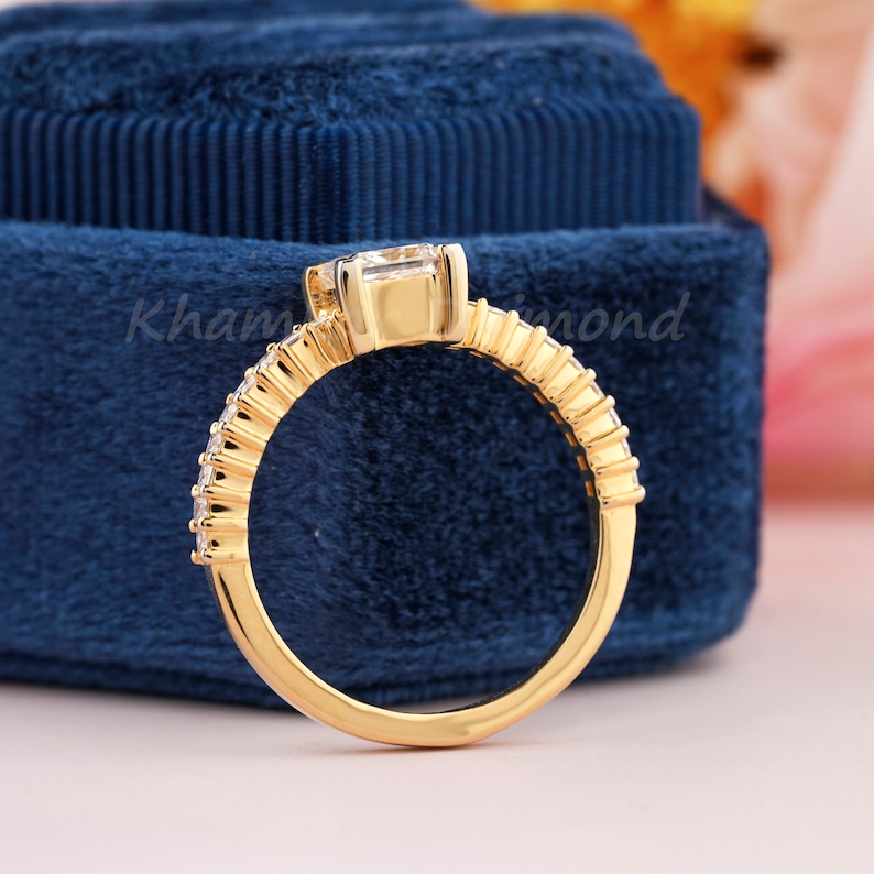 Princess Cut Lab Grown Diamond Engagement Ring,1 Ct Princess Diamond Wedding Ring,Gift For Her,Pave Ring,Anniversary Gift Ring,D/E VVS2 image 7