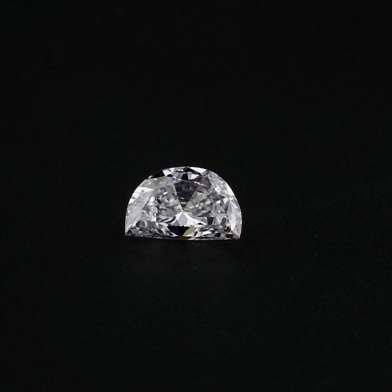 Half Moon Brilliant Cut Labgrown Diamond Engagement Ring, CVD-HPHT Diamond For Studs,Anniversary Gift,Fancy Cut Diamond,Side Stone Ring image 3