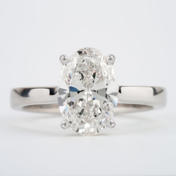 Oval Cut Solitaire Labgrown Diamond Ring,2.5 CT G/Vs1 Oval Diamond Engagement Ring,White Gold Oval CVD Diamond Wedding Ring,IGI Certified
