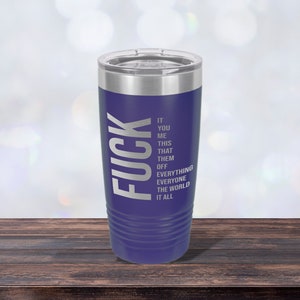 Fuck Phrases, Work Mug, Laser-engraved Tumbler, Co-worker Gift, Best Friend Cup, Personalized Purple