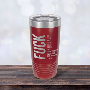 Fuck Phrases, Work Mug, Laser-engraved Tumbler, Co-worker Gift, Best Friend Cup, Personalized Maroon