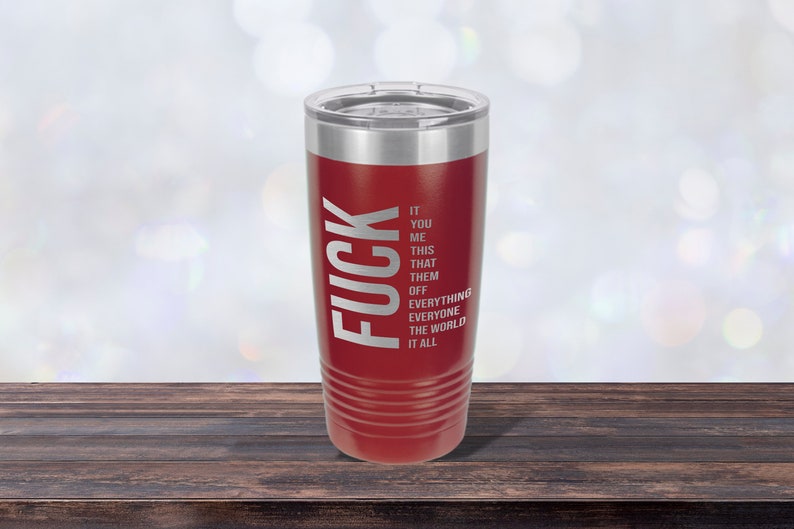 Fuck Phrases, Work Mug, Laser-engraved Tumbler, Co-worker Gift, Best Friend Cup, Personalized Maroon