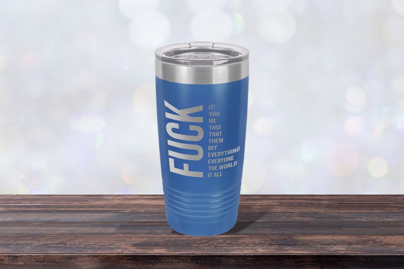 Fuck Phrases, Work Mug, Laser-engraved Tumbler, Co-worker Gift, Best Friend Cup, Personalized Blue