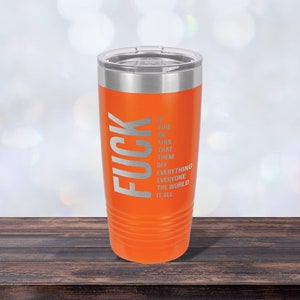 Fuck Phrases, Work Mug, Laser-engraved Tumbler, Co-worker Gift, Best Friend Cup, Personalized Orange