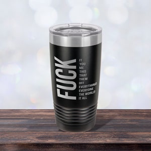Fuck Phrases, Work Mug, Laser-engraved Tumbler, Co-worker Gift, Best Friend Cup, Personalized Black
