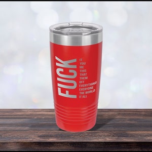 Fuck Phrases, Work Mug, Laser-engraved Tumbler, Co-worker Gift, Best Friend Cup, Personalized Red