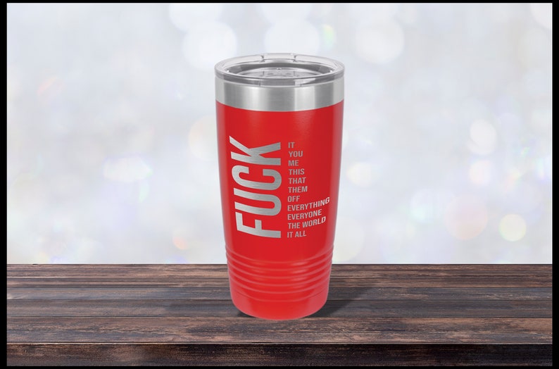 Fuck Phrases, Work Mug, Laser-engraved Tumbler, Co-worker Gift, Best Friend Cup, Personalized Red